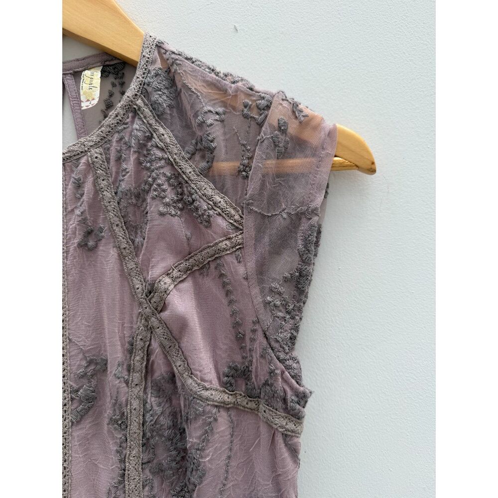 Free People Laurel Lace Dress - Purple/Silver Mesh - Size 4 - Picture 5 of 6